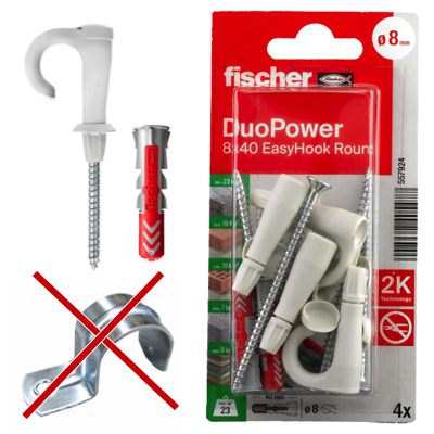 FISCHER M6 X 30MM EASYHOOK ROUND DUOPOWER 6PC/PACK 557923